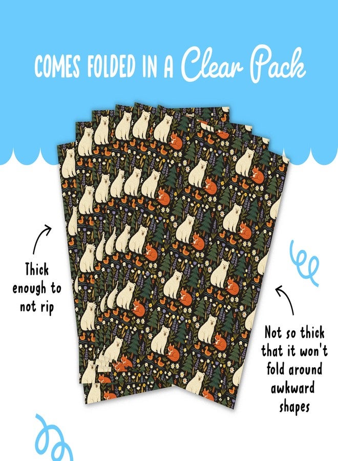 CENTRAL 23 Animals Wrapping Paper - 6 Sheets Gift Wrap - Woodland Bears Foxes Ducks Trees and Flowers - For Kids Boys Girls Birthday Christmas All Occasion - Comes with Tags - Image 5